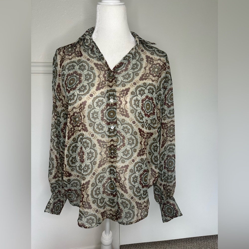 Zara Cream and Brown long sleeve size S